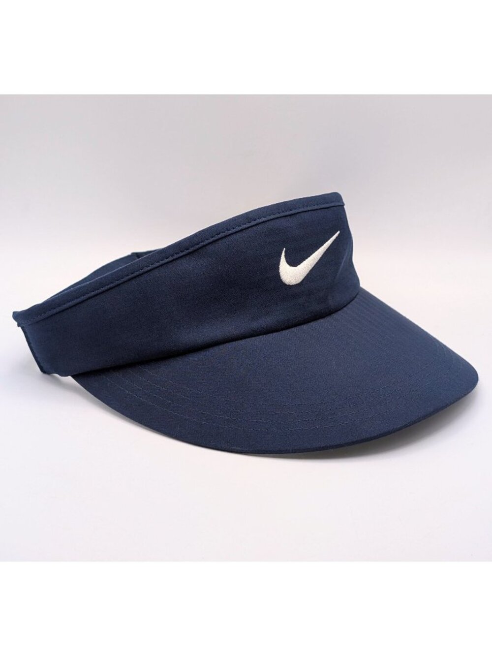 Nike Visor Navy Blue & White Golf Dri-FIT Swoosh Logo Cap Hat Sports Adjustable